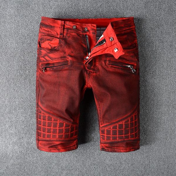 

brand mens summer denim shorts luxury b style jeans shorts fashion vintage type wne red mens summer beach causal shorts size 28-34, Blue