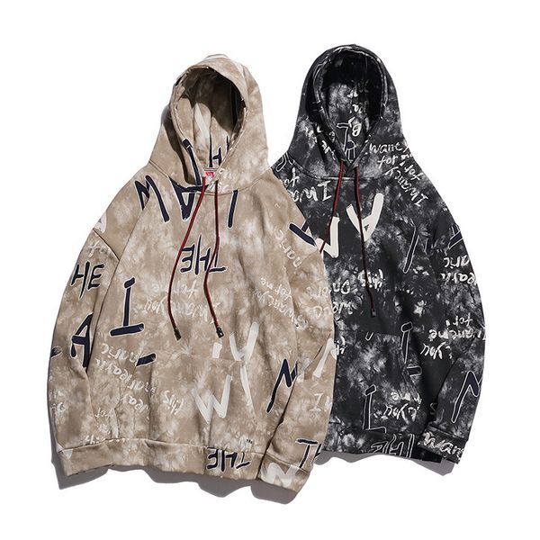 

designer mens hoodies hip hop tide brand letters full printed couple hooded sweater men and women 2colors m-xl whoelsale, Black