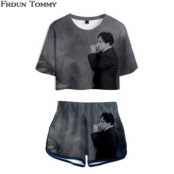 

frdum 3d chaplin leisure suit 2018 новое прибытие моды женщина с коротким рукавом и короткие штаны летние повседневные одежды, Gray