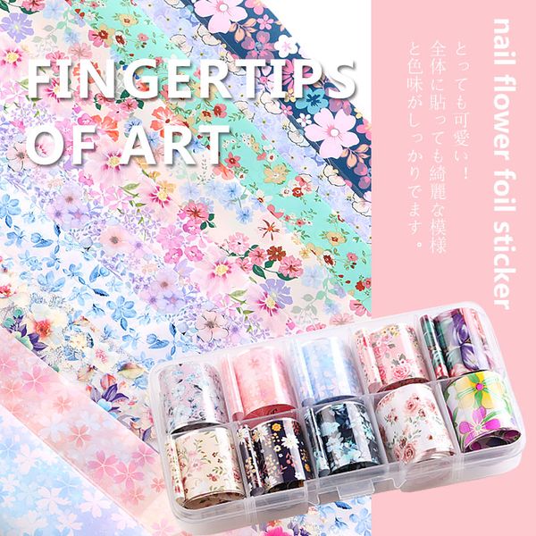 

1pcs/lot 2.5*100cm nail art sticker transfer foil beautiful colorful flower design diy nails polish decor color, Black