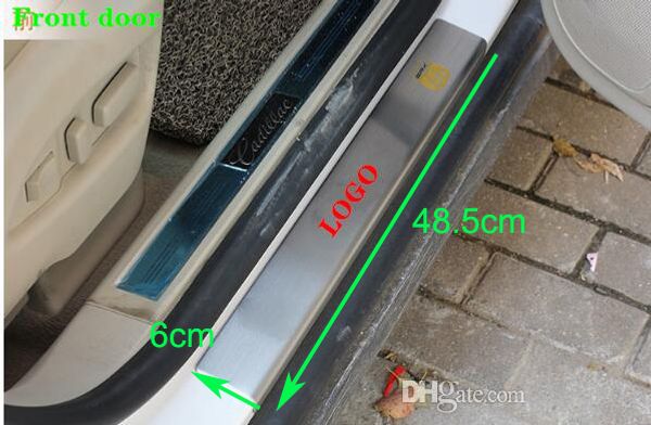 porta de aço inoxidável de alta qualidade 4pcs soleiras de chinelo de platina, pedal bar protetor decorativo com logotipo para Cadillac SRX 2009-2016