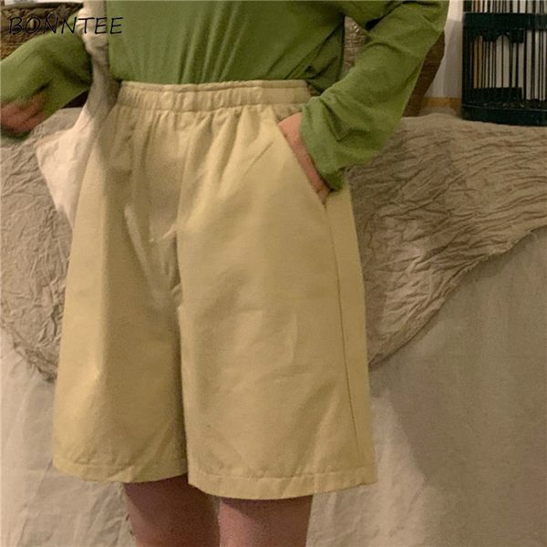 

shorts women leisure solid elastic waist korean style womens pockets summer harajuku korean style ladies lovely new, White;black