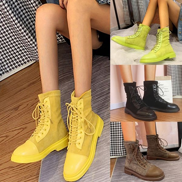 

women's ankle fashion winter med lace up platforms cool candy color causal boots, Black