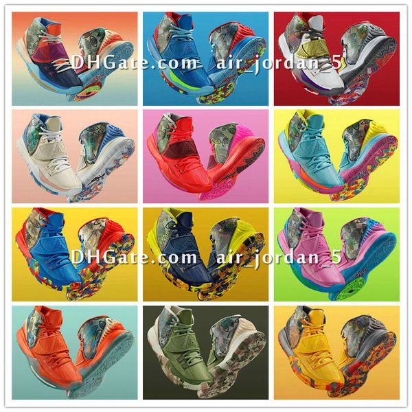 

kyrie 6 pre-heat nyc miami houston la shanghai beijing guangzhou taipei tokyo manila berlin heal the world basketbal shoes cq7634-409-401 a5, Black