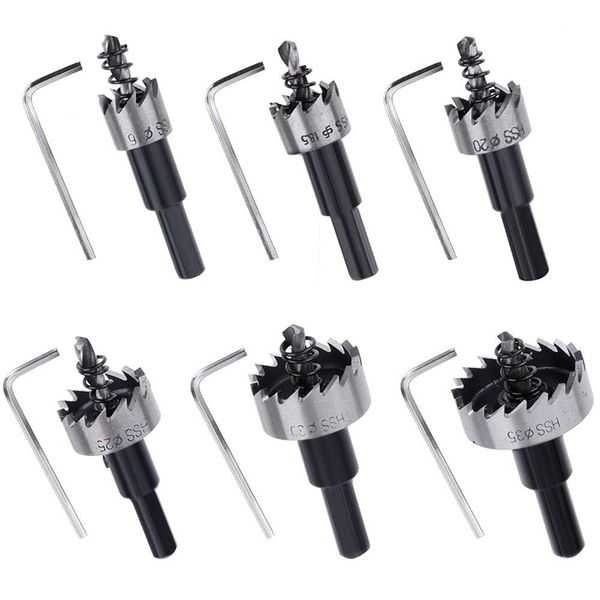 

6 pcs 16-35mm hss high speed steel hole saw tooth cutter drill bit set stainless metal alloy tool kits for aluminum steel wood w