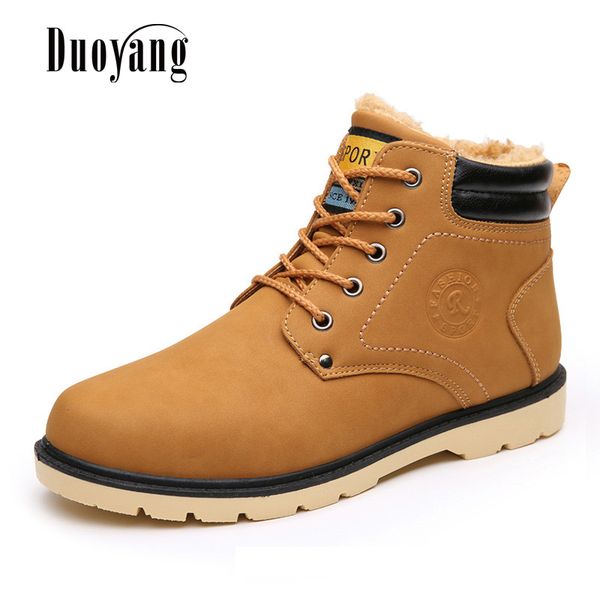 

men snow boots 2016 pu men warm wankle boots, Black