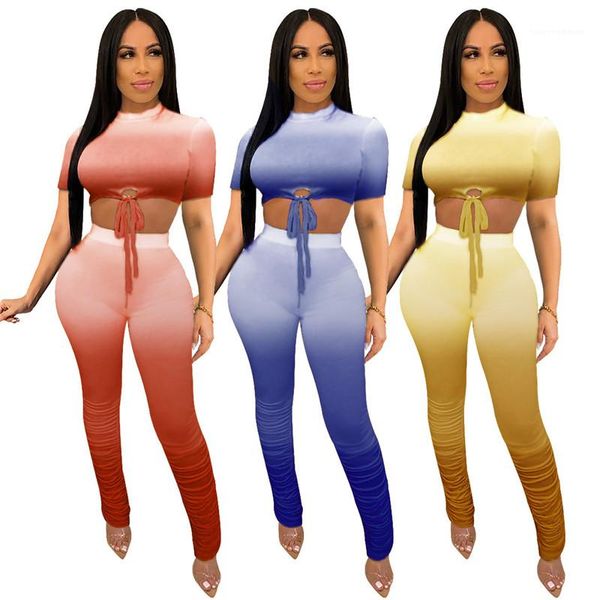 

градиент boyfriend стили женская 2pcs solid color длинные брюки с коротким рукавом o шея повседневная наборы для женщин дизайнерские два бюс, White