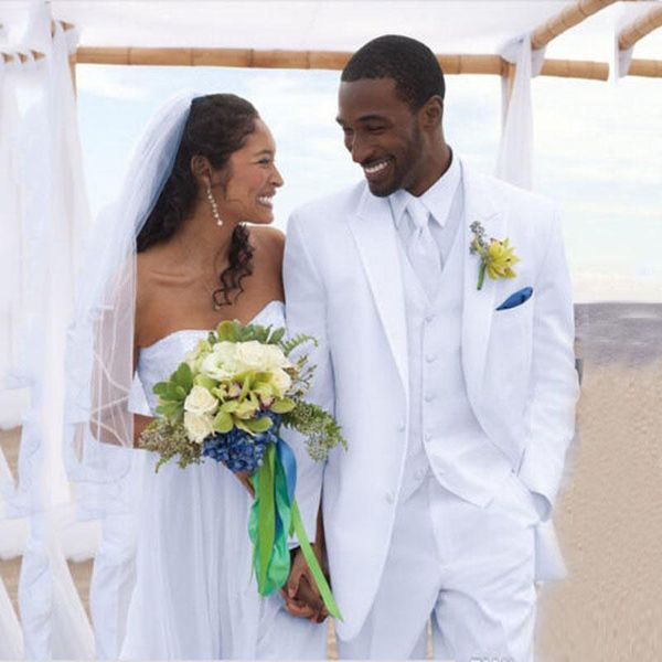 

white groom tuxedos peak lapel mens wedding tuxedos fashion man jacket blazer 3 piece suit(jacket+pants+vest+tie, Black;gray