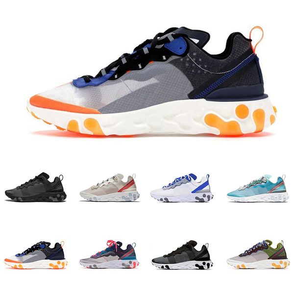 

react element 55 87 running shoes for men women triple black royal tint metallic gold mens trainer sports sneakers runners