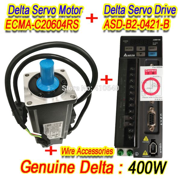 

genuine delta 400 w servo motor ecma-c20604rs and servo drive asd-b2-0421-b with full set of cable better quality