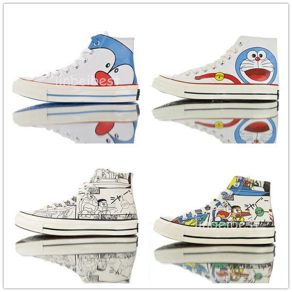 

doraemon x taylor 1970s canvas shoes mens womens chuck 70 cartoon graffiti joint couple men sneakers casual designer trainers size 35-44, Black