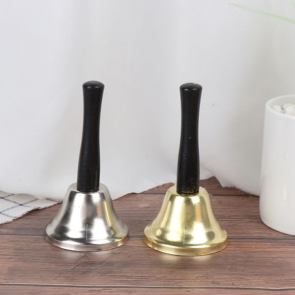 12 x 6.5cm Metal Noel El Bell El Bells Held Noel Baba ve Jingle Bell Parti Çıngırak Araçlar Dekorasyon Malzemeleri kutlayın