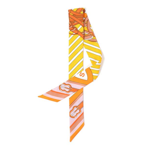 

summer imitation silk silk scarf female hundred change tie bag handle small ribbon printing volume edge silk scarf, Blue;gray