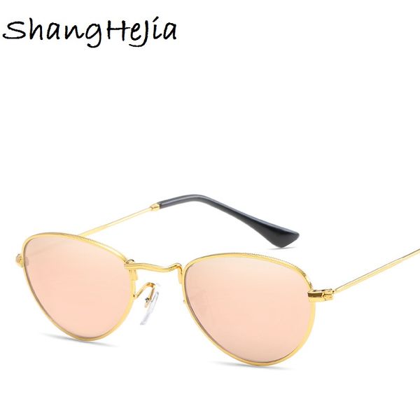 

02 small oval mirror sunglasses for women pink luxury 2017 men brand designer eyewear shades ladies alloy sun glasses uv400, White;black