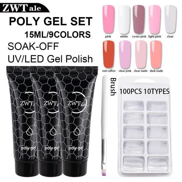 

v-love 15ml professional nail art french nail constraction builder jelly polygel brush acrylic poly gel set quick building, Red;pink