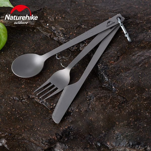 

naturehike outdoor camping tableware lightweight titanium tableware knife fork spoon portable titanium knife fork camping picnic