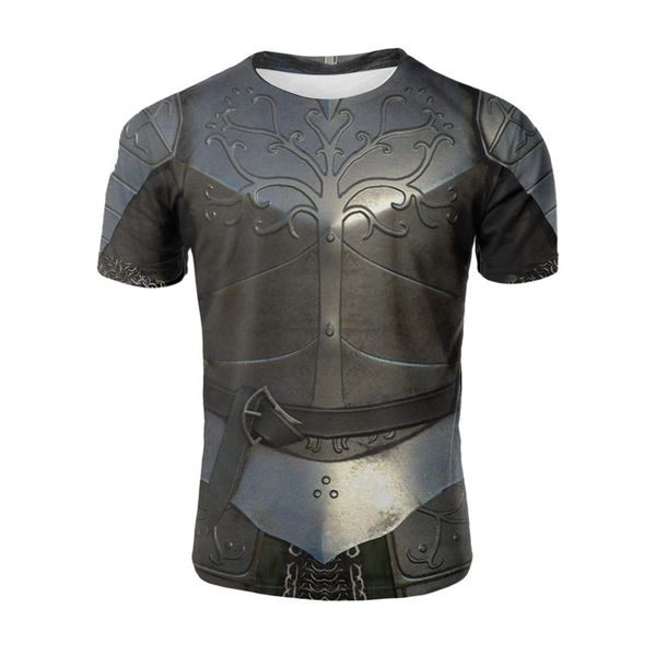 

новая мода древнеримский воин новые доспехи рукав лето футболка 3d печати футболка новинка футболка мужской горячие продажи топы q1161, White;black