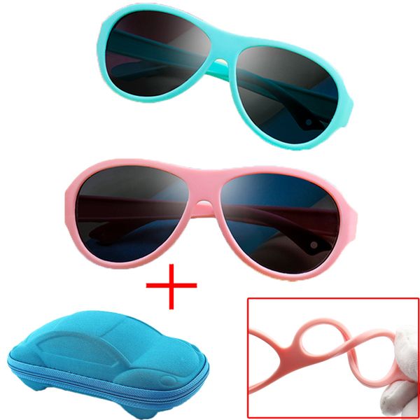 

polarized kids sunglasses children boys girls safety brand glasses flexible rubber frame child shades oculos infantil with case, Blue