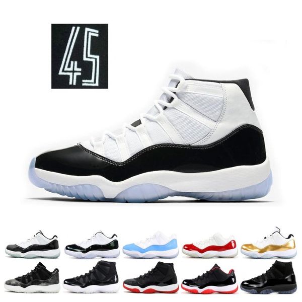 

New 11 11s Platinum Tint Concord 45 Cap and Gown Prom Night Bred BARONS Space Jams Basketball Shoes Men Women win like 82 96 Sports Sneakers