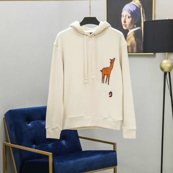 

luxury designer men and women hooded sweater fawn embroidery pattern sweatshirt fashion cotton women hoodies, Black