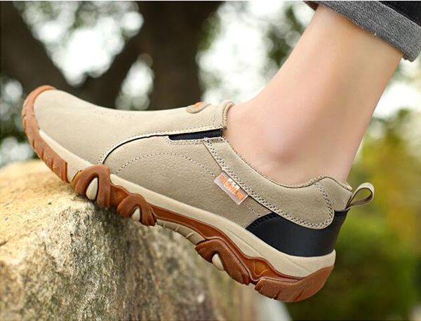 

2019new brand men shoes genuine leather loafers breathable spring autumn casual shoes outdoor non slip men sneakers, Black