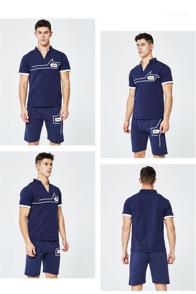 

print mens tracksuits fashion v neck mens shorts 2pcs sets homme everyday sport suits move letter, Gray