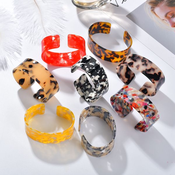 

bohemian 25mm wide bracelet new acetate plate bracelet female print vintage tortoiseshell leopard for women wholesale, Black