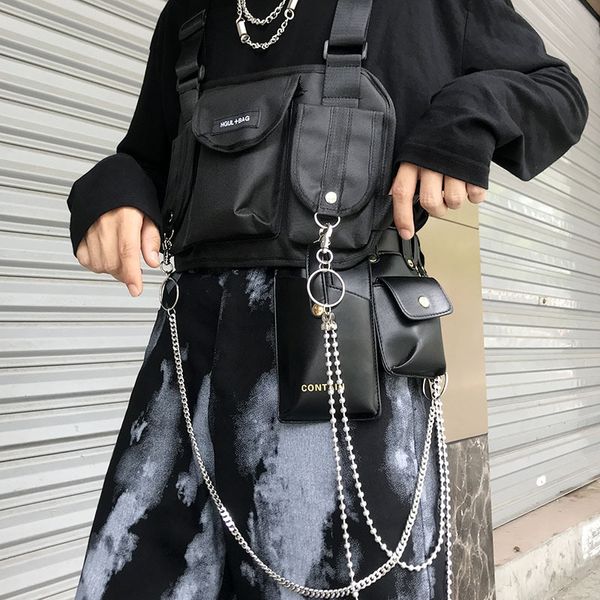 

men tactical chest rig bags fashion function chest bags streetwear hip hop bag adjustable oxford cloth vest waist bag t200521