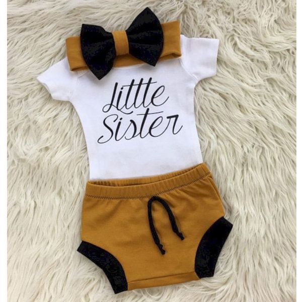 

newborn baby girl romper jumpsuit newborn infant baby girl letter t shirt shorts headband 3pcs clothes set, Blue