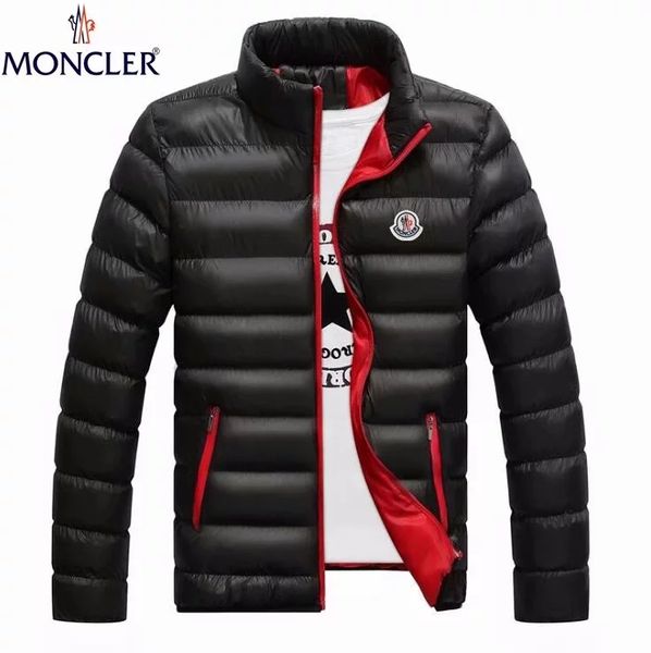 

Fa hion winter men 039 cotton padded olid color m0nclller long leeved outerwear man down jacket thin lim fit coat men 039 coat, Black