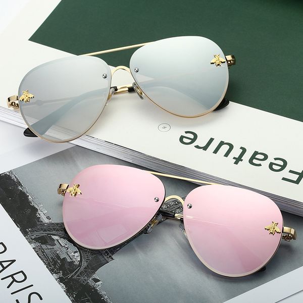 

toyearn 2020 classic brand designer pilot sunglasses women men vintage driving small bee mirror sun glasses for female