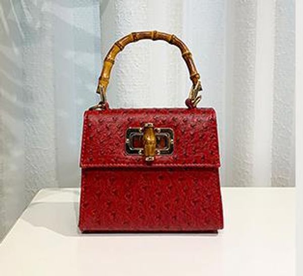 

2020 designer small square bag luxury handmade bag crocodile pattern ostrich slub hand shoulder diagonal bag