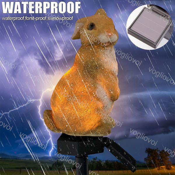 

solar garden lights resin rabbit night lamp warm white outdoor ip65 abs for pathway courtyard garden lawn landscape dhl