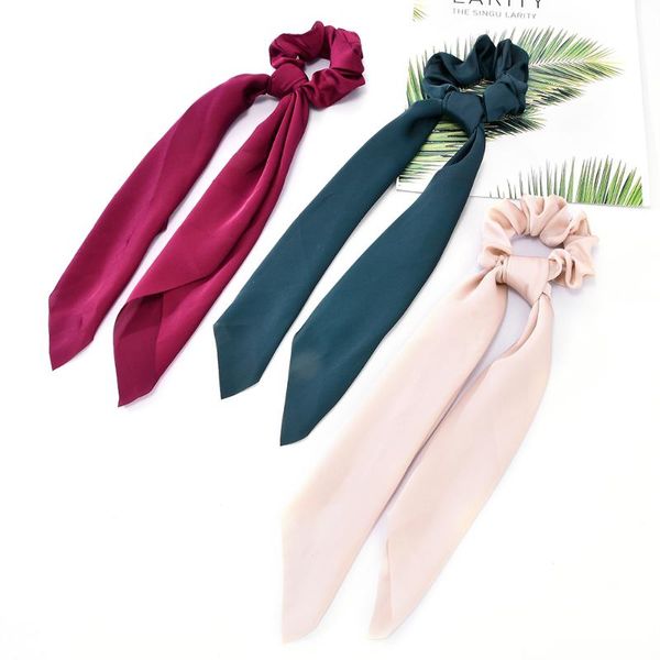 

веревка новая мода женщины boho лук атласная длинные ленты хвостик шарф волос tie scrunchies эластичные аксессуары для волос