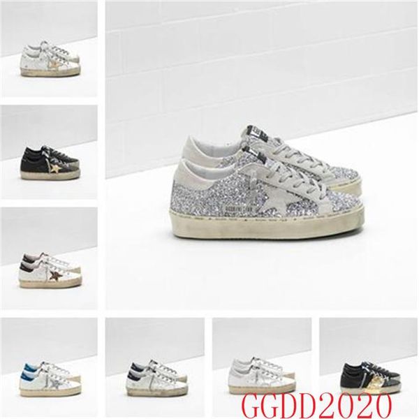 

italy brand multicolor heel golden superstar gooses designer sneakers men/women classic white do-old dirty shoes hi star shoes size us 5-11, Black