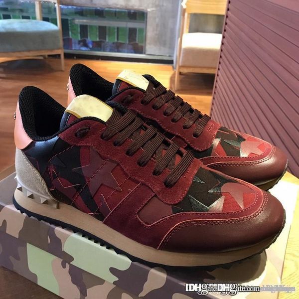 

2018 valent garavaniss camo rockrunner 'garavans' rockrunner embellished low-sneakers leather shoes with box