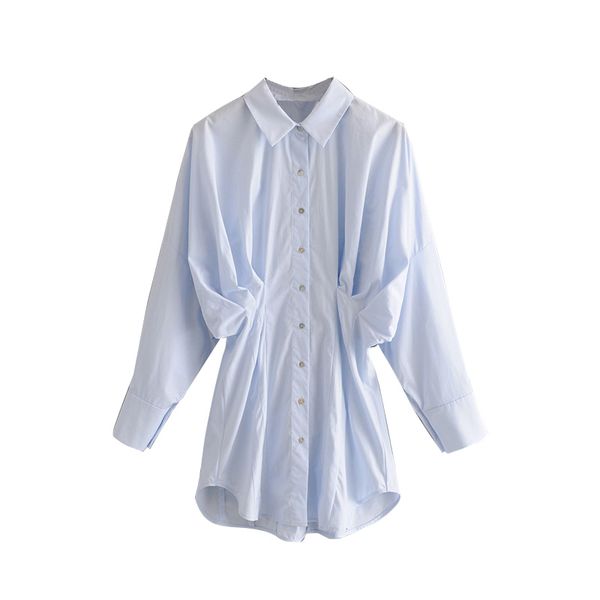 

women's blouses & shirts solid casual blouse for women fashion batwing long sleeve pleated loose turn down collar office 2021, White