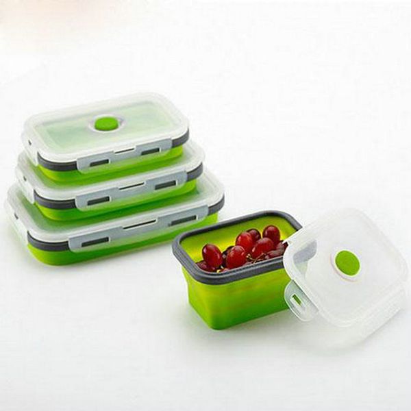 

keweis silicone lunch box collapsible folding food storage container with lids kitchen microwave er and dishwasher safe kids ixrls