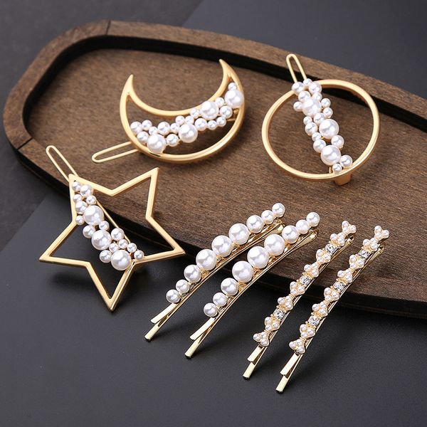 

сеть red pearl шпилька женщин темперамент корейский стиль моды девочек верхняя сторона clip-style для взрослых головные уборы, Golden;silver