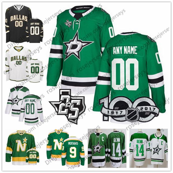 

Custom Dallas Stars Green White Jersey Any Number Name men women youth kid Black Seguin Benn Bishop 10 Corey Perry 16 Joe Pavelski