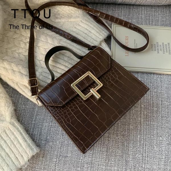 

2020 new fashion crocodile pattern women crossbody bags pu leathertotes lock female shoulder messenger bag purses