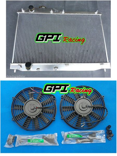 

2row aluminum radiator +fan for 2000-2009 for s2000 2008 2007 2006 2005 2004 mt