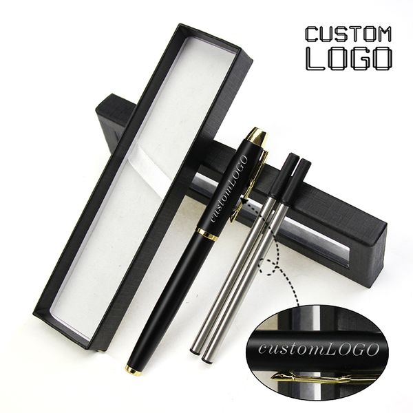 

1 set customized logo creative simple gel pen metal signature business gift gel pen school office supplies with case