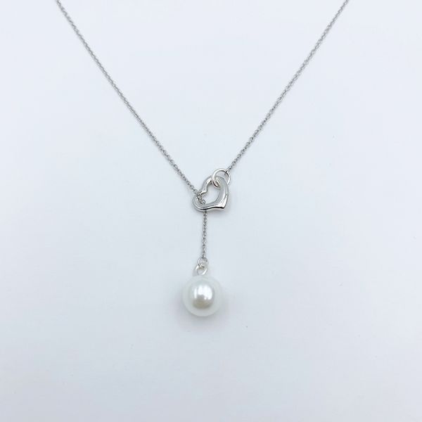 

1: 1 original 925 sterling silver necklace for women open heart and pearl pendant necklace ladies brand jewelry anniversary gift