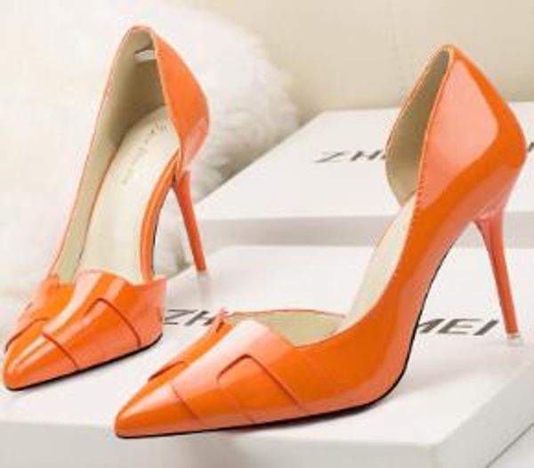 

solid women stiletto heel shoes ladies dress high heels slip-on pointed toe pumps euro simple foremost fashion lady dress shoes, Black