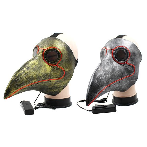 

led medical plague doctor mask beak bird long nose steampunk halloween costume party cosplay props 72xf