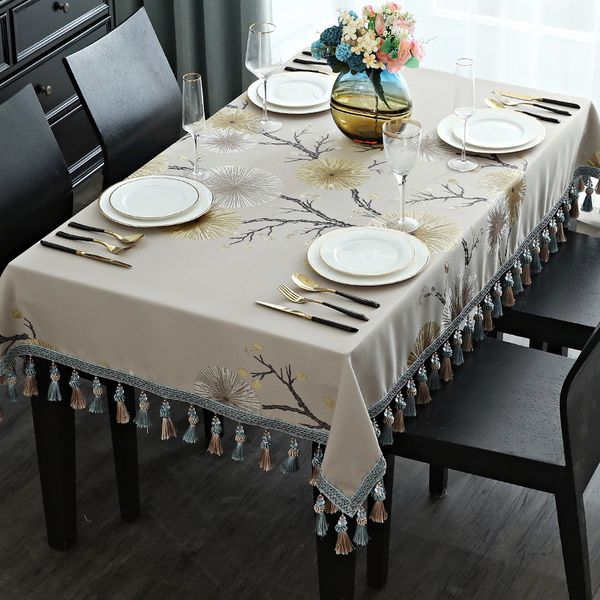 

chinese art plum table cloth tablecloth customizable jacquard tassel toalha de mesa royal dinning table covers