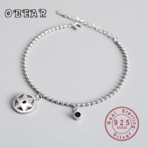 

obear 925 sterling silver lucky compass pentagram blue crystal women bracelet fashion jewellery bangles party wedding gifts, Black