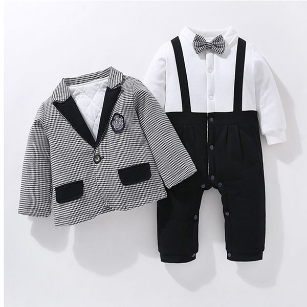

autumn winter baby clothes baby boys gentleman clothing boys long sleeves clothes bodysuits kids wear romper 4sets/lot, White