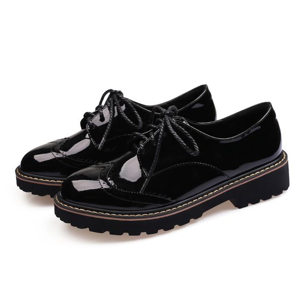 

women oxford shoes 2019 fashion women's flats casual female sneakers round toe soft all-match shallow mouth leather modis dress, Black